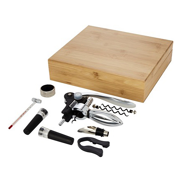 Coffret à vin 9 pièces Malbick - Naturel _ Argent