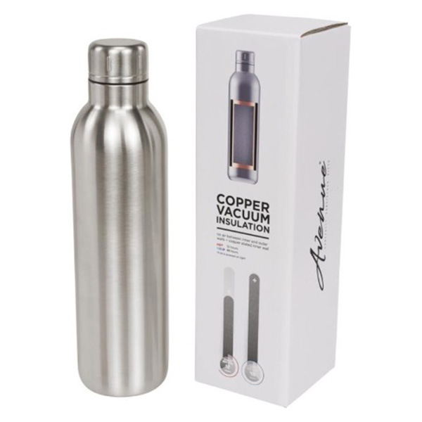 Bouteille de sport de 510ml avec isolation par le vide et couche de cuivre Thor - Argent